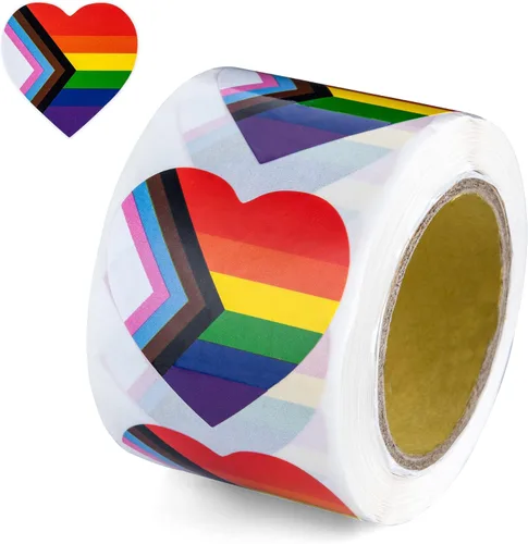 Vista 7 de 250 calcomanías de bandera rectangular de arcoíris de Daniel Quasar Progress Pride para homosexuales, lesbianas, transgénero, conciencia LGBTQ