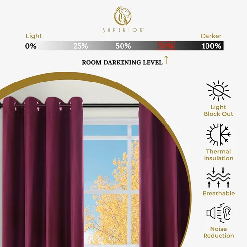 Vista 3 de Superior Cortinas opacas, aisladas, cortinas con bloqueo solar para dormitorio, sólidas, texturizadas, ventana de sala de estar, tejido térmico
