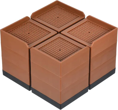 Vista 21 de uxcell Elevadores de muebles de 1.5 pulgadas, 4 piezas de elevadores cuadrados ajustables para sofá para extensor, para cama, escritorio, sofá, Beige
