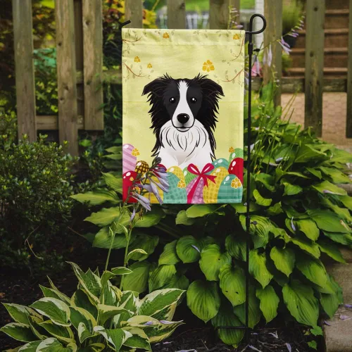 Vista 2 de Caroline's Treasures BB1923GF Bandera decorativa para jardín con diseño de Border Collie, para caza de huevos de Pascua, para jardín, jardín, patio
