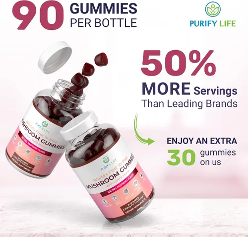Vista 7 de Purify Life Paquete de gomitas de complejo de hongos y palma enana americana, apoyo inmunológico, suplementos de próstata de palma enana americana