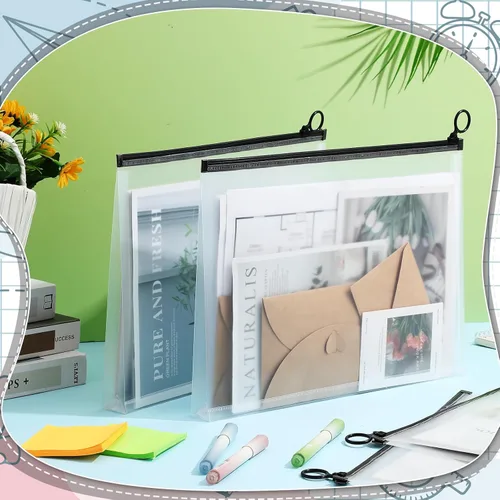 Vista 6 de Yexiya 14 sobres de plástico transparente con cremallera para el regreso a clases, carpeta de documentos con cremallera A4, carpeta de archivos
