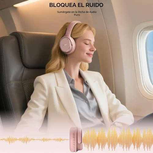 Vista 2 de Auriculares con cable USB C sobre la oreja con micrófono, control de volumen, puerto compartido y diadema ajustable, auriculares estéreo plegables