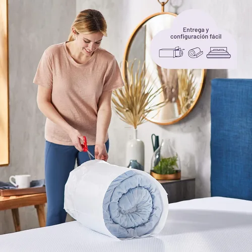 Vista 7 de Sleep Innovations Cooling Comfort - Cubrecolchón de espuma viscoelástica de gel de doble capa, 4 pulgadas, tamaño Queen, funda de almohada