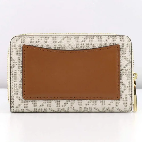 Vista 2 de Michael Kors Jet Set - Funda pequeña con cremallera alrededor de la tarjeta VanillaAcorn