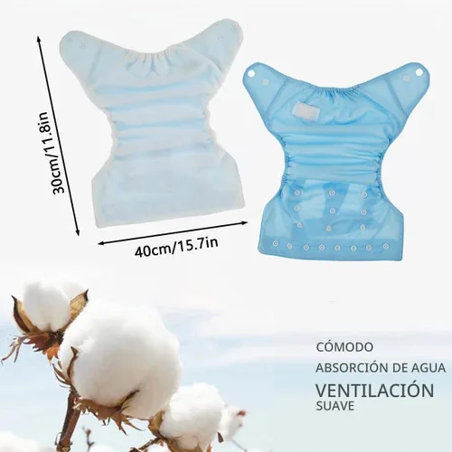 Vista 3 de 7 pañales de tela para bebé, pañales de bolsillo reutilizables, lavables, ajustables, súper absorbentes, pañales cómodos multicolor, pañales