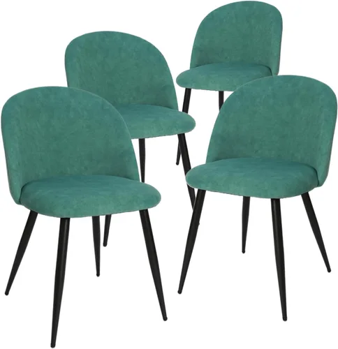 Vista 8 de CangLong Mid Century - Juego de 2 sillas tapizadas de terciopelo para cocina, modernas, color verde, 1