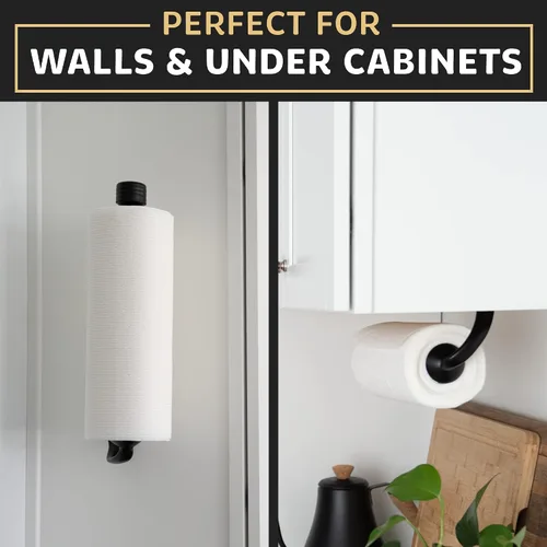 Vista 8 de Dispensador de toallas de papel con una sola mano para montar en la pared y debajo del mostrador, soporte para toallas de papel de acero inoxidable