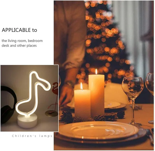 Vista 6 de Cartel de neón LED para interior, luz nocturna con base de soporte, funciona con batería/USB, luz decorativa de neón