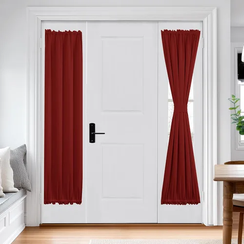 Vista 30 de Deconovo Cortinas opacas para puerta, bolsillo para cortinero y cortinas de bloqueo con aislamiento térmico para dormitorio, 137.16 x 189.2 cm, azul