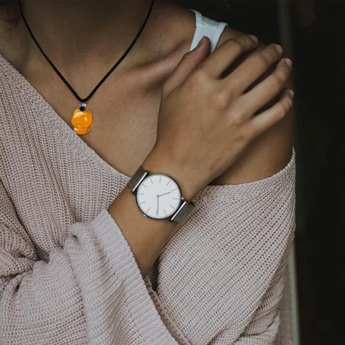 Vista 4 de Collar con colgante de zorro de piedra gema para mujeres y hombres