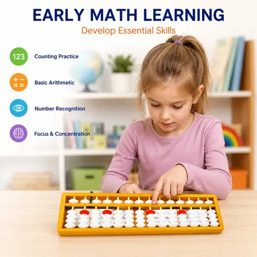 Vista 4 de Abacus, Abacus para el aprendizaje de matemáticas, juguete Montessori para niños en edad preescolar, herramienta educativa de aprendizaje aritmético