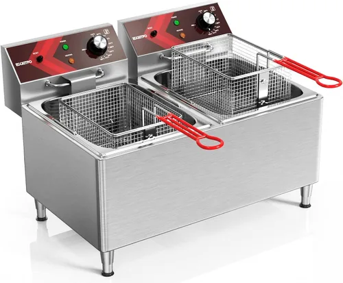 Vista 7 de EGGKITPO Freidora Profunda con Cesta Comercial Freidora Eléctrica de Encimera de 12L de Acero Inoxidable Freidoras Profundas para Uso
