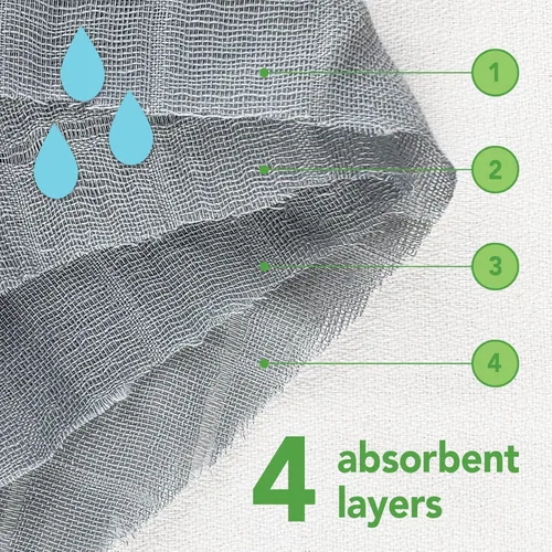 Vista 7 de green sprouts Paños de muselina para eructos hechos de algodón orgánico 4 capas absorbentes que protegen de resfriados, goteos y babas 100%