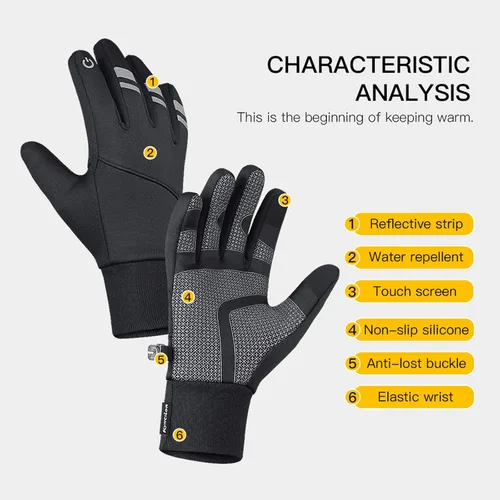 Vista 7 de Guantes cálidos de invierno, delgados y resistentes al viento, impermeables, guantes térmicos, palma antideslizante, guantes flexibles para pantalla