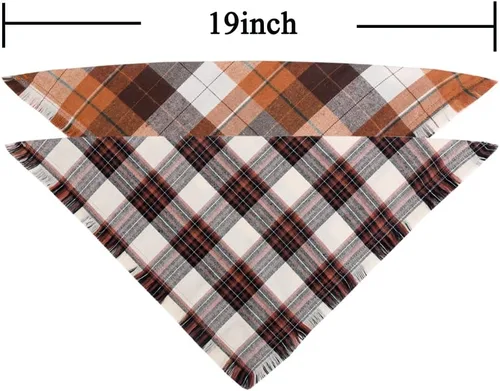 Vista 2 de Bandana de otoño para perro, otoño, Acción de Gracias, a cuadros, reversible, triangular, bufanda, accesorios para perros y mascotas