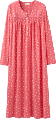 Vista 21 de Keyocean - Camisones para mujer, de algodón suave, cómodo, ligero, bordado, de manga larga, para dormir Azul