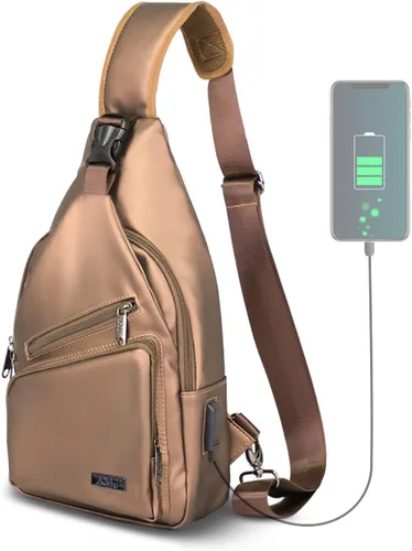 Vista 18 de AMJ Bolso cruzado tipo bandolera para hombres y mujeres, mochila de hombro casual, mochila de pecho tipo morral para senderismo y viajes