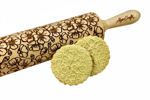 Vista 11 de CANNABIS ROLLING PIN PATRÓN CON HOJAS DE CANNABIS para COOKIES EMBOSSED