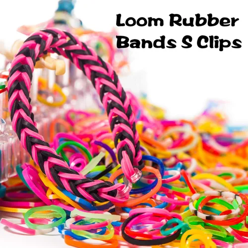 Vista 5 de FEPITO 2000 piezas de bandas de goma para telar, clips en S, clips de banda de plástico, kit de recambios para pulseras de telar, bricolaje