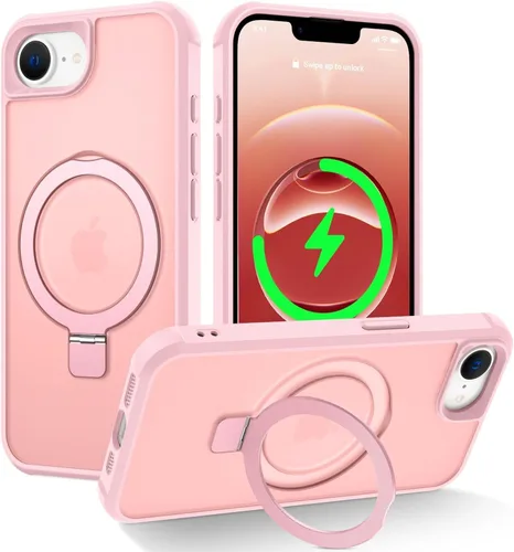 Vista 90 de CHAOFEnG Funda magnética compatible con iPhone 11 con soporte, prueba de caídas de grado militar, compatible con imán, anillo translúcido, parte
