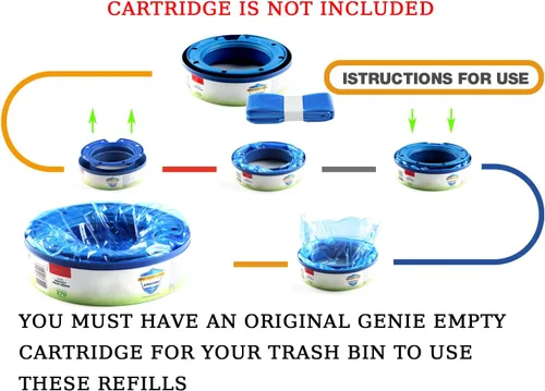 Vista 4 de Paquete de 9 repuestos para cubos de pañales compatibles con cartuchos para cubos de pañales Genie para recambios de bolsas (cartucho no incluido)