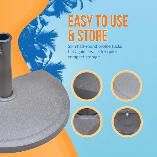 Vista 9 de Island Umbrella Base de resina semicircular para paraguas, color marrón, 20 libras