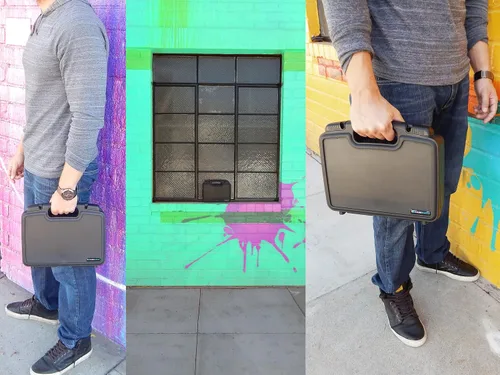Vista 4 de Casematix Funda rígida para cámara compatible con cámara de transmisión en vivo Mevo Start, micrófono de escopeta y accesorios en espuma