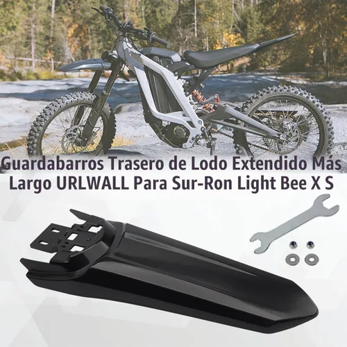 Vista 2 de Guardabarros trasero modificado extendido más largo para Segway Sur-Ron Light Bee X y S, protector de guardabarros extra largo mejorado, protector