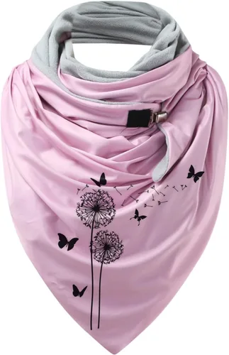 Vista 2 de Bufanda de cuello para mujer de algodón para otoño invierno triangular con estampado elegante a la moda con botón talla única