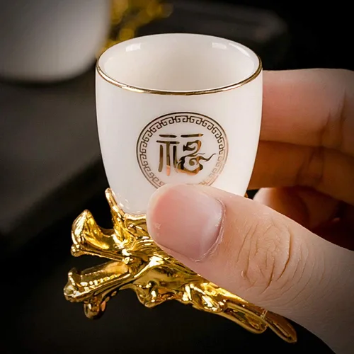 Vista 6 de Doce signos del zodíaco chino, 13 piezas, juegos de bar, licor de vino, porcelana, 1 pote 12 tazas, juego de obras de arte hechas a mano, cerámica