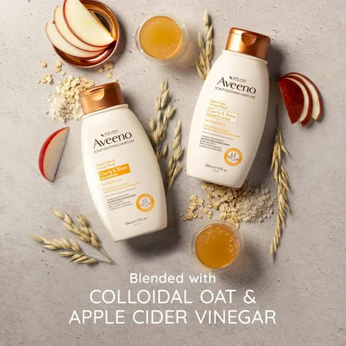 Vista 5 de Champú aclarante de vinagre de sidra de manzana Aveeno, mejora el brillo, 12 fl oz