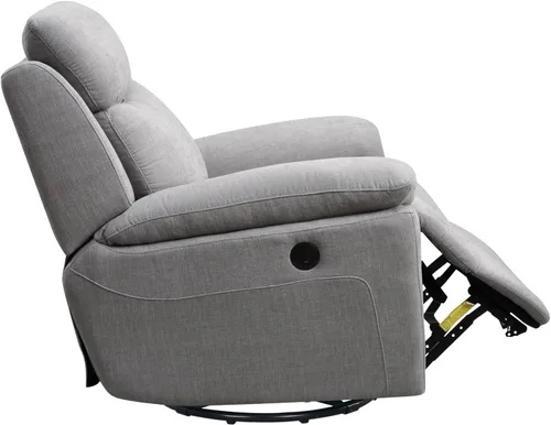 Vista 7 de Generic Silla reclinable giratoria con puerto de carga USB, color gris claro
