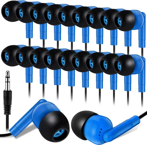 Vista 13 de Kanayu Paquete de 50 auriculares con cable a granel para aulas, auriculares básicos para estudiantes, sin micrófono, con conector de 0.138 in