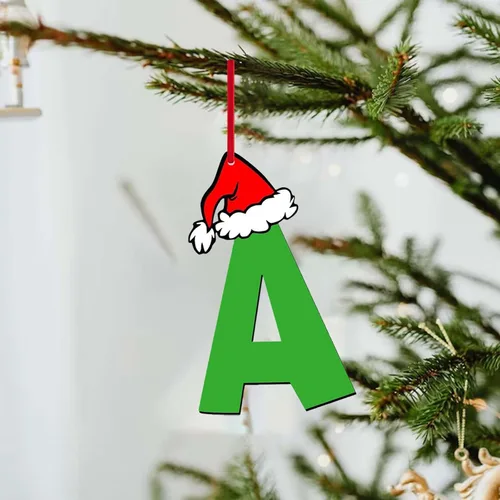 Vista 3 de Decoraciones de Navidad - Letras de adorno de la A a la Z para el árbol, adornos colgantes del alfabeto de Navidad de bricolaje (A)