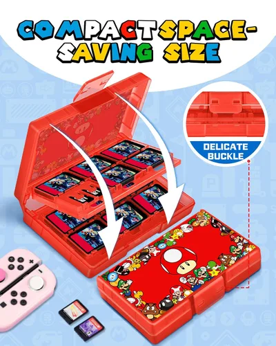 Vista 3 de oqpa for Nintendo Switch Game Case for SwitchOLEDLite Game Card with 24 Game Slots & 2 Micro SD Card Slots Cute Cartoon Design Holder for Switch