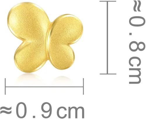 Vista 4 de Chow Sang Sang 9999 - Aretes de mariposa de oro macizo de 24 quilates para mujer 91965E se venden solos no pares