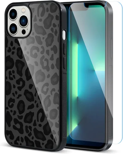 Vista 43 de TEAUGHT Compatible con iPhone 11 Funda con patrón lindo estampado de leopardo negro guepardo + protector de pantalla a prueba de golpes, funda