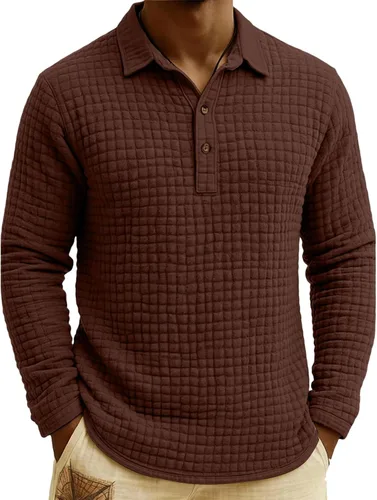 Vista 35 de Polo de punto para hombre, manga larga, ligero, informal, con cuello