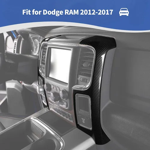 Vista 4 de RT-TCZ Para RAM Fibra de Carbono Consola Central Tablero Aire AC Ventilaciones Trim Cubierta para Dodge RAM 2012-2017 ABS Accesorios Interior 2 unids