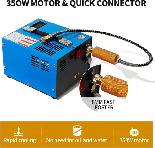 Vista 3 de Compresor de aire PCP 4500Psi/30Mpa sin agua/aceite PCP bomba de aire, compresor automotriz de 12 V CC 110 V CA PCP pistola de aire con convertidor