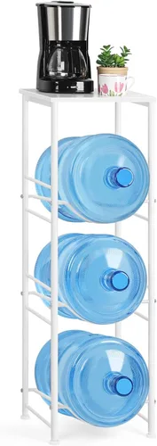 Vista 15 de OYEAL Soporte para Jarra de Agua de 5 Galones Organizador de Botellas de Agua con Estante, Estante de Almacenamiento de Botellas de Agua de Servicio