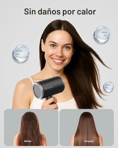 Vista 6 de ANNLARY Secador de pelo con peine Secador de pelo de 1800 W con difusor para cabello rizado Secador de pelo iónico de plasma para control