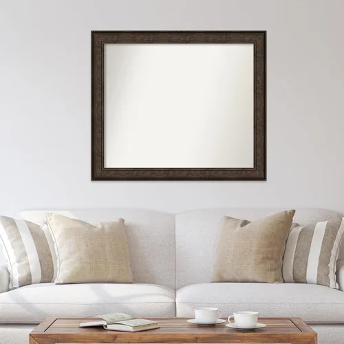 Vista 664 de Amanti Art Espejo de pared personalizado no biselado (25 x 25 pulgadas), marco de bronce acentuado, varios tamaños personalizados, espejo de baño
