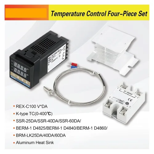 Vista 3 de Rex-C100 Intelligent Temperature Controller Package with K-Type Thermocouple Heat Sink and 25da/40da/60da Solid State Relay