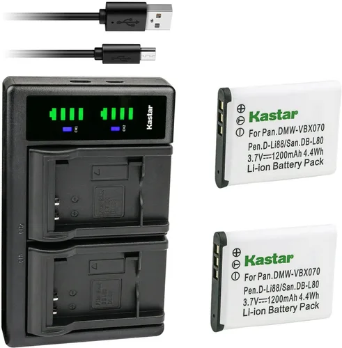 Vista 5 de Kastar Cargador de batería USB LTD2 compatible con batería Pentax D-LI88 DLI88, Pentax Optio H90, Optio P70, Optio P80, Optio W90, Optio WS80