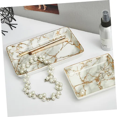 Vista 3 de PACKOVE Ceramic Ring Plate Ceramic Tray Ceramic Earring Tray Ceramic Ring Tray Ceramic Jewelry Tray Bandejas Decorativas Trinket Tray Ceramic