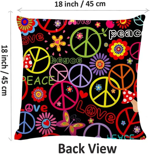 Vista 5 de Fundas de almohada cuadradas decorativas con signo de paz para sofá cama, fundas de cojín de 18 x 18 pulgadas