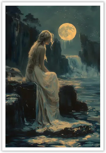 Vista 8 de Pintura retro de chica con estilo vintage en lienzo con estampado de rosas, póster estético antiguo, chica victoriana de estilo moody, arte de pared
