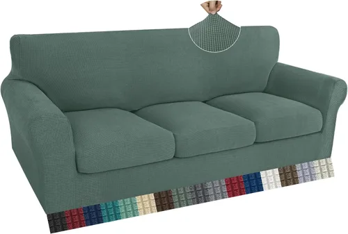 Vista 79 de ZNSAYOTX 2 fundas para sillas con brazos para sala de estar, súper suave, con funda de cojín de asiento, gruesa, duradera, mezcla de elastano, alta